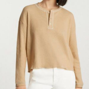 Everlane Organic Cotton Waffle Henley in Seaseme